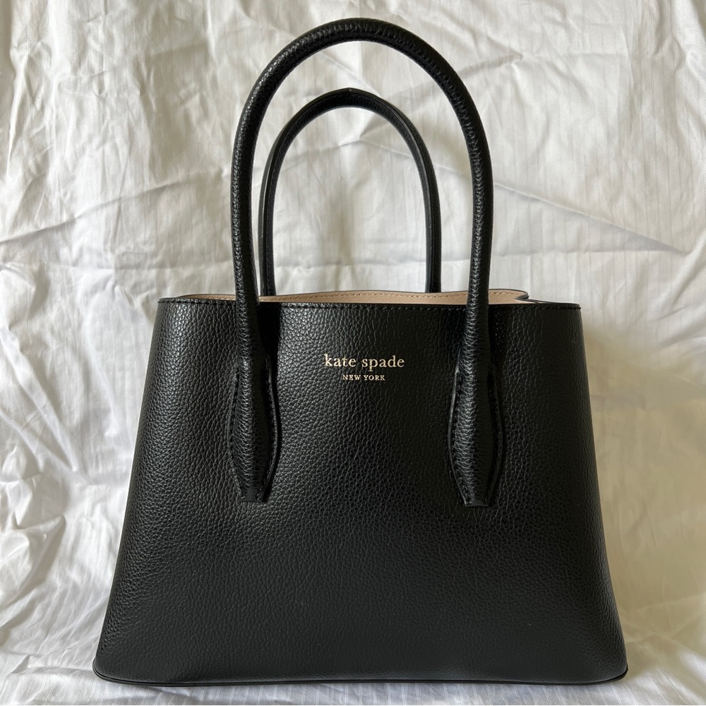 Kate Spade Small Eva Leather Satchel Crossbody Black Bag